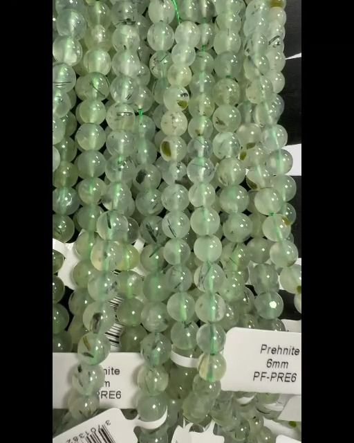 Prehnite A 6mm pearls on string