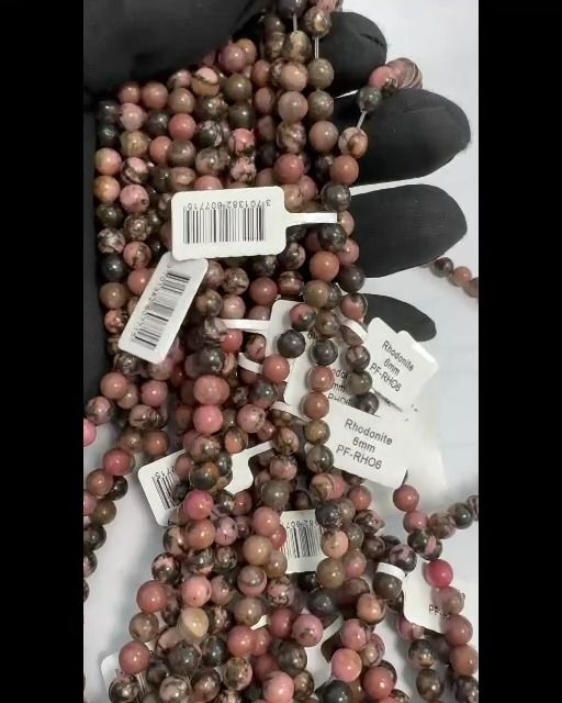 Rhodonite 6mm pearls on string