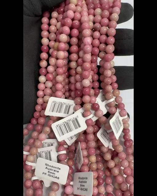 Australian Rhodonite A 6mm pearls on string