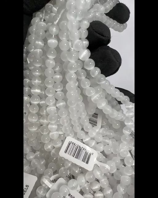 Selenite AA 6mm pearls on string