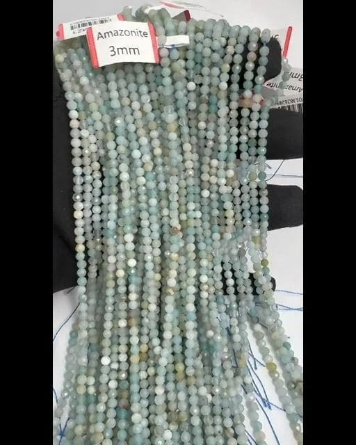 Faceted Amazonite AA beads 3-4mm on 40cm wire