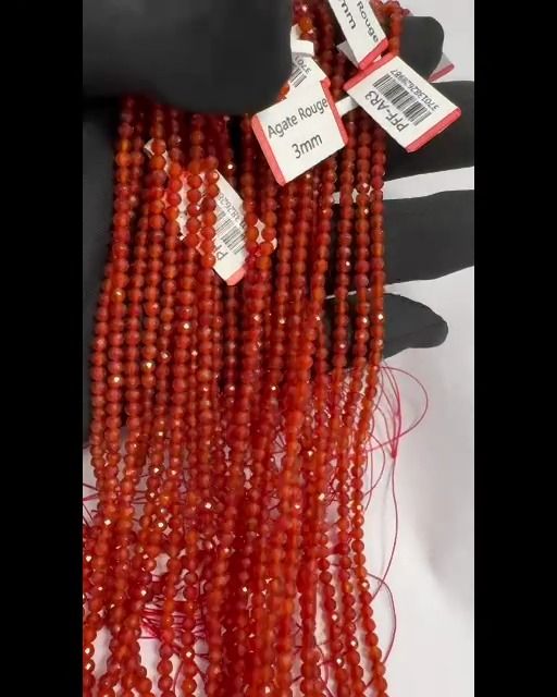 Faceted Red Agate A 3mm beads on 40cm wire