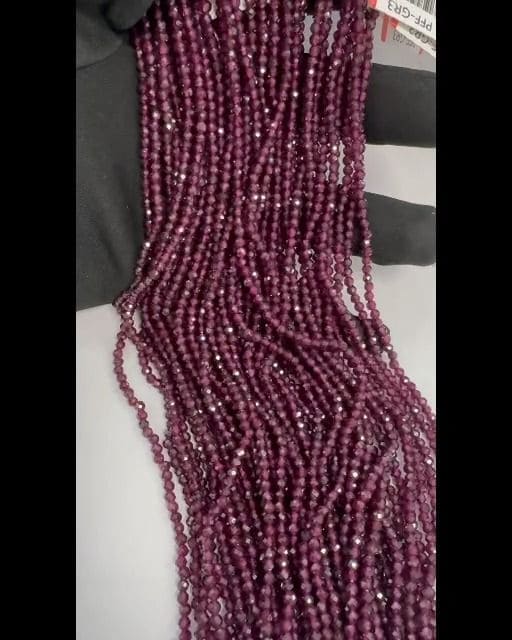 Faceted Red Garnet AA 3mm beads on 40cm wire