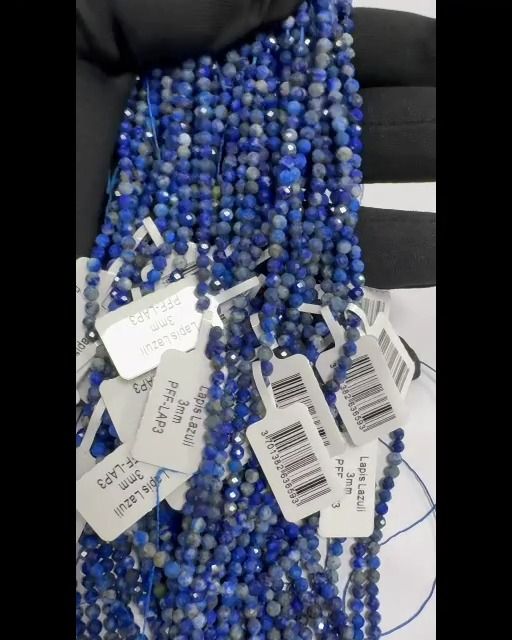 Faceted Lapis Lazuli A 3mm beads on 40cm wire