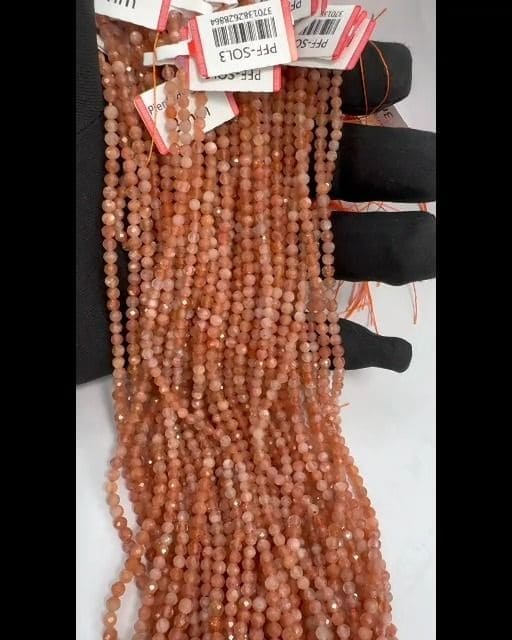 Faceted Sunstone AA 3mm beads on 40cm wire